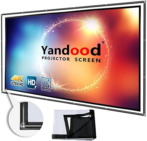 Прожекционен сгъваем екран Yandood 100 инча с Комбинирана референтна рамка, 16: 9 HD, 4K СЪС Защита От бръчките, Черна Подложка,