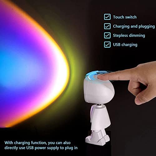ZGJHFF Проекционная Лампа Sun Sunset Робот Проекционная USB Лампа Акумулаторна Стая Цветна Украса Атмосфера Светъл (на Цвят: 01)