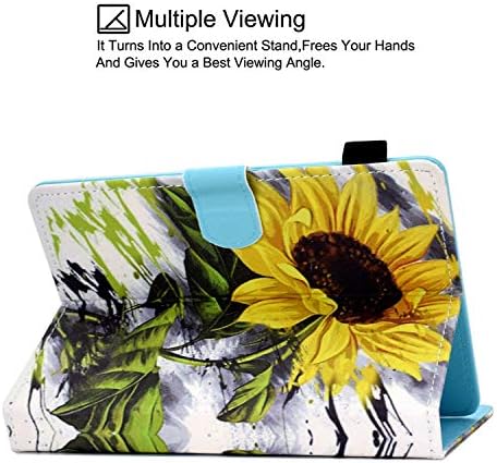 Универсален калъф 10 инча, Защитен калъф-поставка GSFY Pretty Folio Stand с джоб за карти за iPad / Samsung / Kindle / Huawei / Lenovo / Android/Dragon Touch 9,6 9,7 10 10,1 10,5 11-- инчов таблет - Big Sunflower