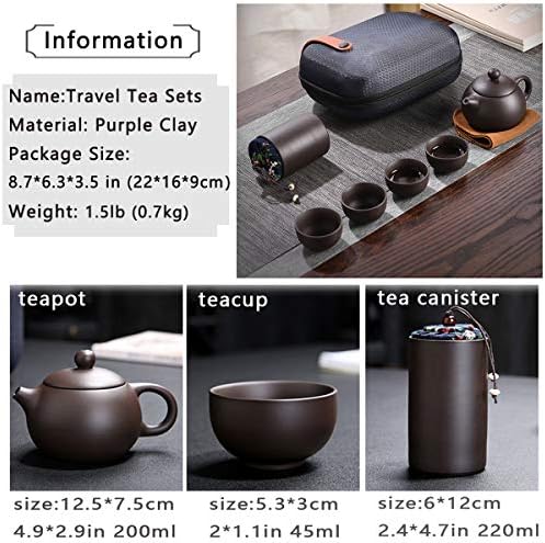 CAISANG Керамични Чай Комплекти за пътуване, 6 опаковки, Китайски Чай кунг-фу, Порцеланов чайник, Кутия за чай, 4 Чаени