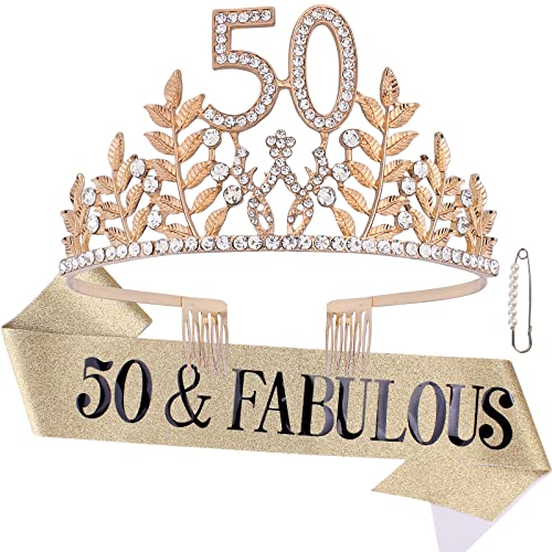 Semato 50 & Невероятен Комплект Короната и колан за рожден Ден Подаръци за 50-ия рожден ден на жени, за да проверите за партито за 50-ия рожден