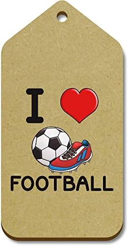 Azeeda 10 x големи дървени подарък бирок с надпис Аз обичам футбол (TG00108371)