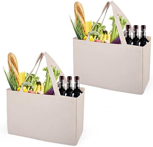 Здрава Голяма Пазарска чанта Lumos Living с 6 рафтове за бутилки, чанта за продукти от памук (1 пакет)