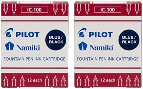 Касета с мастило за автоматична писалка Pilot Namiki IC100, син / черен, 12 касети в опаковка (пакет os 2)