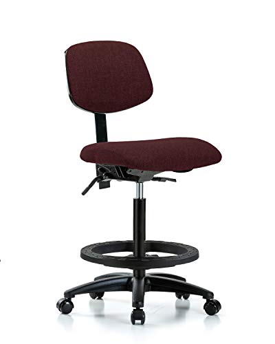 Текстилен стол за сядане LabTech LT41878 с Висока Пейка, Найлон Основа, Наклон, Черен Пръстен За крака, Ролки, Черен