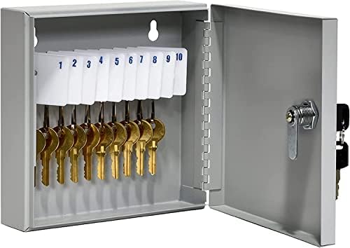 BankSupplies Шкаф за ключове Fort Knox | Шкаф / 10 ключове | 10 Удобни за запис на ключодържатели | Задвижваната на панти
