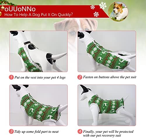 Коледна пижама за кучета oUUoNNo за Кученце, Костюм за хирургично възстановяване при рани в областта на корема или кожни заболявания, Мъжки и Женски Гащеризони за куче