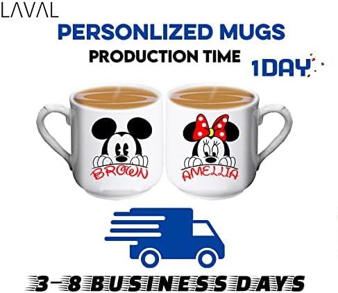Кафе на лични чаши за двойки по поръчка, комплект чаши MM Mouse, чаши за кафе за жени, годишнина, сватба, годеж, двойка за него и нея, tazas personalizadas (Овални магическа)