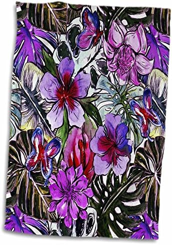 Кърпи 3dRose Aloha с Винтажным Модел под формата на плодове, Ананас, Тропическа джунгла и цветя в Хавай - twl-268921-3)