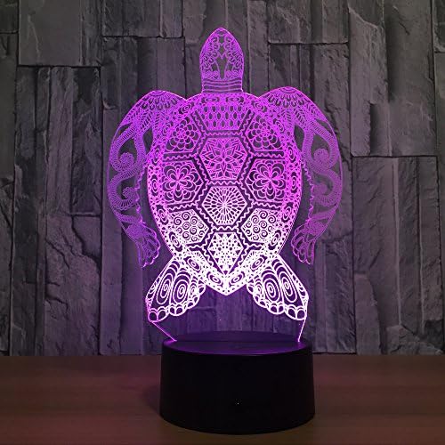 Jinnwell 3D Костенурка Нощно Лампа Илюзия 7 Цвята, което променя Сензорен Прекъсвач, Настолни Лампи за Маса Декорация, Подарък