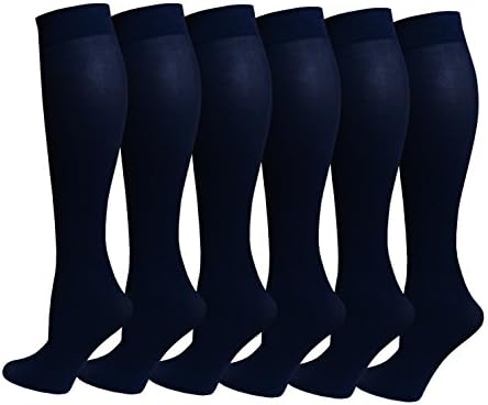 Различни на Допир 6 Чифта Женски Непрозрачни Чорапи до Коляното от Ликра За панталони Queen Size 10-13