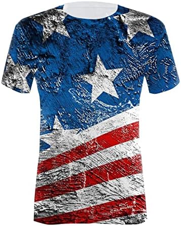 Тениски на 4 юли, Ризи за Жени, Летни Тениски с кръгло деколте и Къс ръкав, Тениски в Ивица с Флага на САЩ, Тениски с равен брой гласове-боя