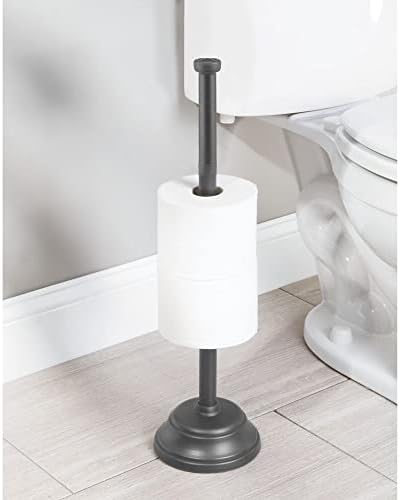 mDesign Модерна Вертикална Поставка за тоалетна хартия с място за съхранение на 3 ролки тоалетна хартия - за организиране на съхранение