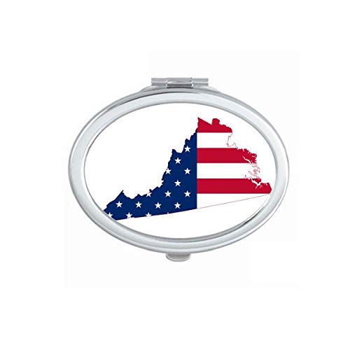Вирджиния, САЩ Карта Звезди Ленти Флаг Форма на Огледало Портативен Сгъваем Ръчен Грим Двойни Странични Очила