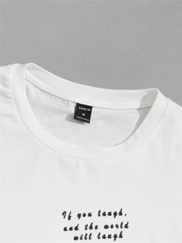 OSHHO Комплект дрехи от две части за мъже, тениски с надпис и анимационни графики и шорти (Цвят: черно-бял, Размер: малък)