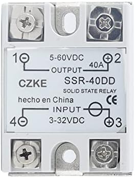 Твердотельное реле PURYN SSR 10DD 25DD 40DD Управление на постоянен ток DC Бял корпус Монофазен без пластмасови капачки 3-32 vdc Вход за постоянен ток 5-60 В Размер на: SSR-40DD)