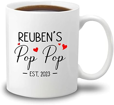 Персонализирана Чаша Pop Pop Est - Изработена по поръчка Кафеена чаша Pop Pop - Подарък за Pop, Pop - Чаша с името на внук - Чаша На Ден,