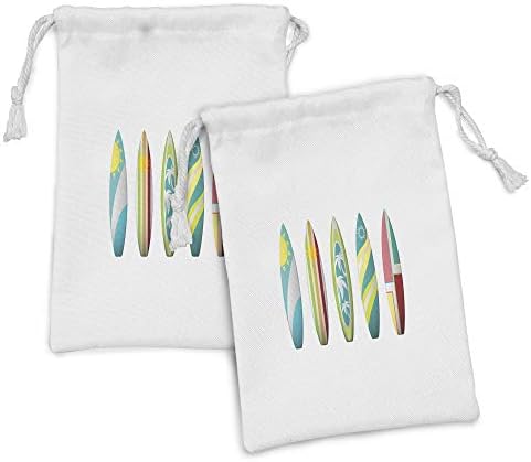 Текстилен калъф за дъски за сърф Ambesonne, Комплект от 2 теми, Цветни Елементи, за да сърфирате в Тропически Геометричния стил, Малка