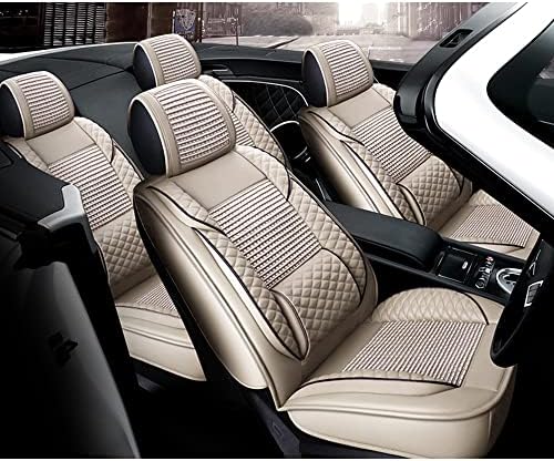 BPOOBP Калъфи за автомобилни седалки Mazda CX-50 Пълен комплект 5 бр., Калъф от изкуствена кожа и коприна лед, Цвят: Бежов