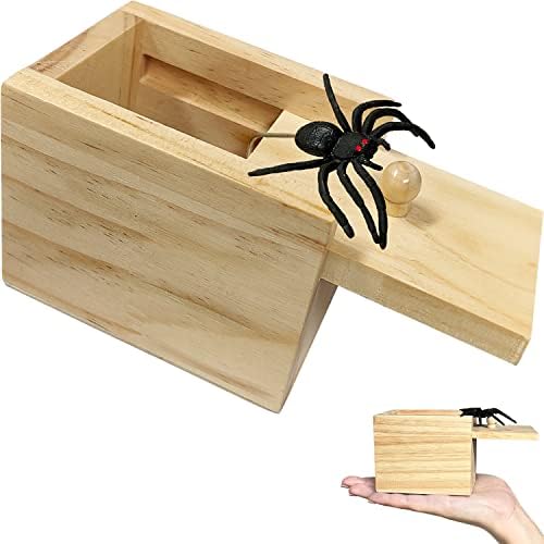 Дори и Spider Box Играчка за Томбола, Забавни Подарък Кутия с Кляпом, Дървени Подарък Кутия с Изненада за пари, Малки Подаръци, Забавен