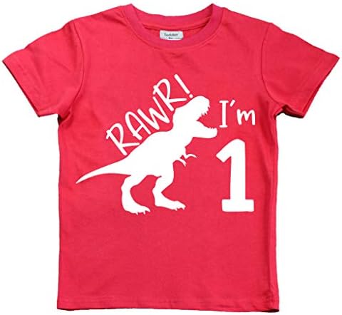 rawr im 1 Динозавър Първи Дрешки за момче на рождения Ден 1st Roar Тениска с годовалым Динозавром рекс