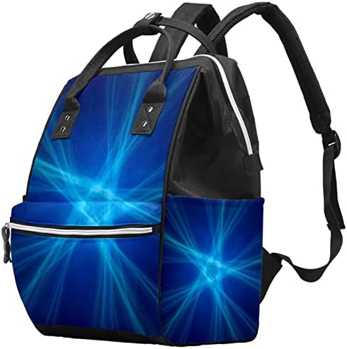 Раница-чанта за Памперси VBFOFBV, Мултифункционален Голям Раница За Пътуване, Модерно Изкуство Lines Blue Stars
