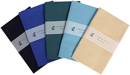 японското традиционно кърпа irodori Tenugui Цвят обикновен модел A (Тъмно-синьо, тъмно-зелено, бледо синьо, тъмно бежово) Комплект от 5 кърпи / хавлии Tenugui Iroha (инструкция на а