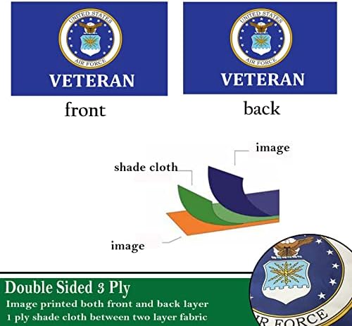 Знамена Ветерани с Емблемата на ВВС 3x5 на Открито Двустранни - Военен флаг на военновъздушните сили на САЩ на 3-Слойный