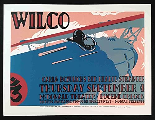 Оригинален плакат на Wilco 2003 McDonald Theater Eugene С автограф Гари Хюстън COA