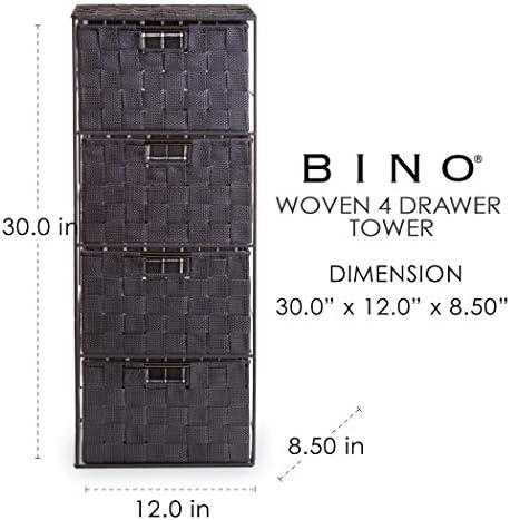 Кула за съхранение с 4 чекмеджета BINO Нетъкан Strap - Тъмно Сив - Вертикалната Кула за съхранение в гърдите, Лесно выдвигающиеся кутии за