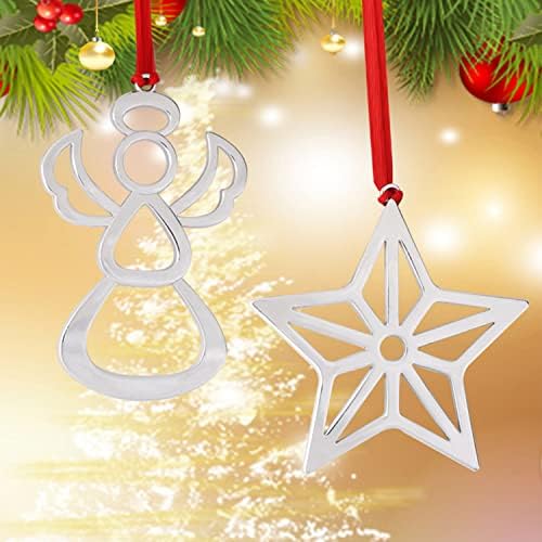 Коледни Празнични украси Комплект от 6 Посеребренных Метални Висящи украшения за елхи, Коледни Декорации за украса и Коледни Висящи