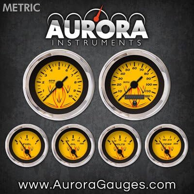 Набор от метрични инструменти Aurora Instruments 4728 в тънка ивица в жълто 6 Калибри (черни реколта игла, хром пръстени за довършителни