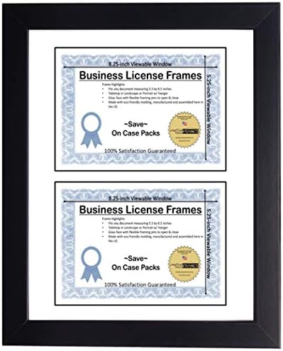 Творчески рамки за снимки Двойна рамка за бизнес-лиценз размер 11x14 инча с бял мат, побира два документа с размер на 5,5 x 8,5,