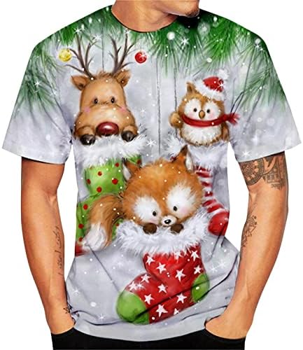 ZDDO, Коледни тениски с къс ръкав за мъже, забавни Коледни тениски с кръгло деколте и принтом Дядо Коледа, тренировочная Дизайнерска