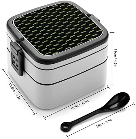 Обяд-Бокс Psych Design Преносим Двуслойни Bento Box Контейнер за Обяд с Голям Капацитет на Контейнера за Хранене с Лъжица
