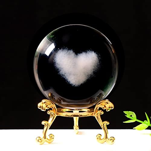 NEBAISEN 3D Кристална Топка с Любов Сърце Облак Резба Кристална Стъклена купа за Сферична Снимки Домашен Декоративен
