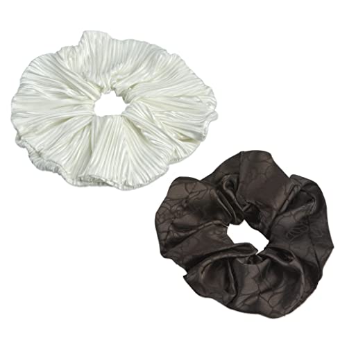 Оригинален подарък кутия от зашеметяване на тъкан Scrunchie® Jumbo XL Fashion Oversize включва 2 уникални дизайн: бял плиссированный атлас и луксозен черен жакард в акрилна кутия ?
