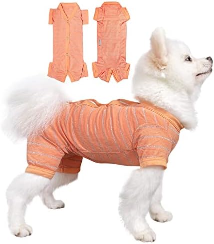 Пижами за кучета ТОНИ HOBY, Костюм за възстановяване на кучета на 4 Крака, Дишаща Лятна Риза за малки до средни кучета (Оранжеви,