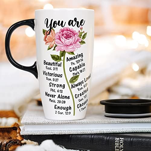 YHRJWN - Християнски Подаръци за жени, Кафеена чаша Ти, Католически Религиозни Духовни Подаръци за рожден Ден за Жена на Вярата, Коледа,