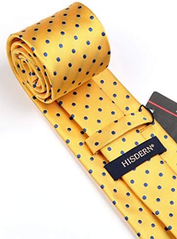 Мъжки Вратовръзки на точки HISDERN, Класически Тъкани от естествена Коприна Мъжки Шал, Вратовръзки и Джобен Квадратен Комплект,