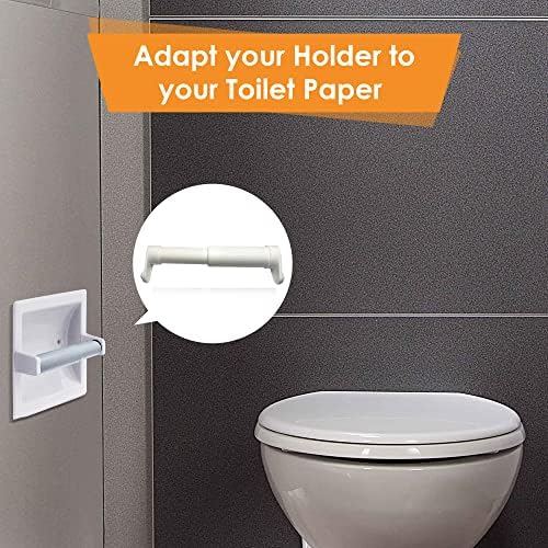Държач за тоалетна хартия с удлинителем, подходящ за Двойни и Тройни роли, Универсален Държач за тоалетна хартия (опаковка от 2)