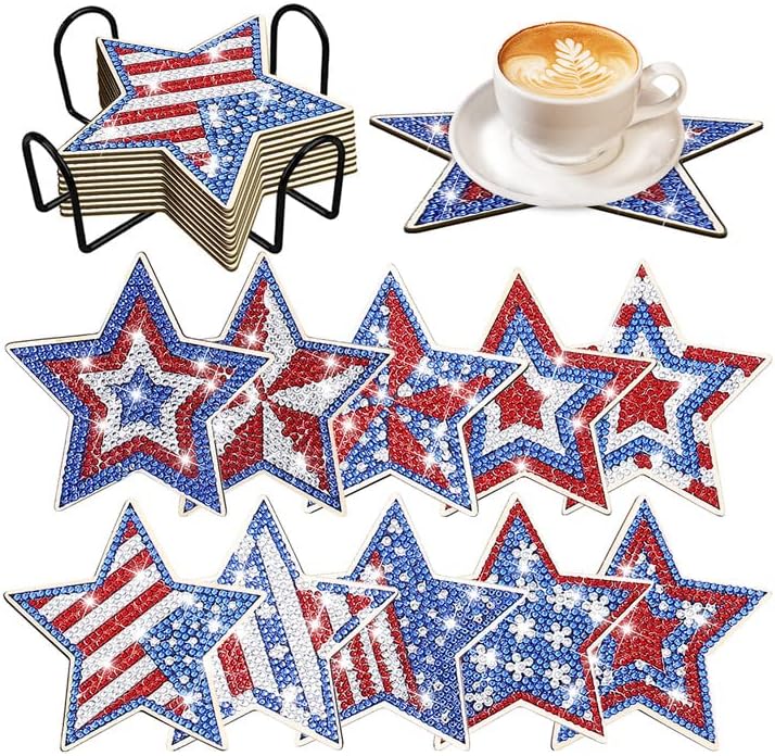 10 Бр. Патриотични Подложки за Рисуване в формата на Звезда на Деня на Независимостта, Комплекти Направи си САМ, Американският Флаг,