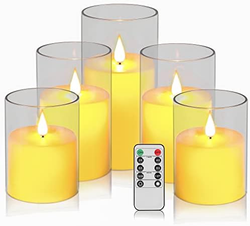 Беспламенная Свещ Kiexung на Колумб, Свещ захранван с батерии, Led свещ от плексиглас, 24-Часов Таймер цикъл дистанционно управление,
