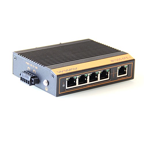 WIWAV W1005-5FE-I 10/100 Mbps Unmanaged 5-пристанищни индустриални Ethernet комутатори с DIN-релса/монтиране на стена (посочени в UL, без