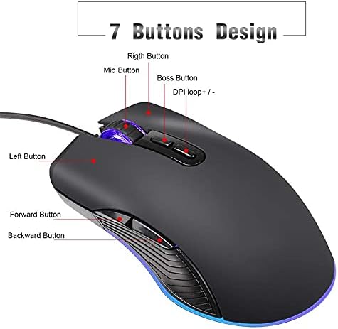 DAILYINT Mouse USB Жичен Детска Мишка, Регулируема в четири предаване, 3200 dpi, led Оптична Програмируеми Ергономична Компютърна