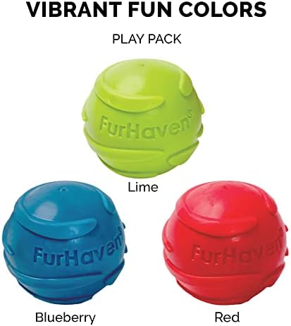 Furhaven 3-Pack Комплект играчки за кучета Fetch 'N Fun TPR с Дрезгав топката - Игрален комплект, комплект от 3