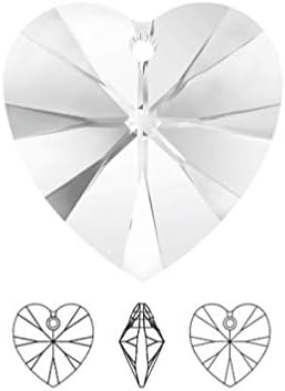 12шт Истински Swarovski Xilion 6228 10 мм (с 0.39 инча) Висулка във формата на сърца, изработени от Прозрачни Кристални Мъниста за Бижута