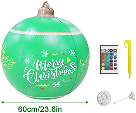 Огромна Надуваема Коледна топка от PVC с подсветка, 24-Инчов Голям Открит Коледен Надуваем Балон от PVC с Акумулаторна led осветление и дистанционно управление за външн?