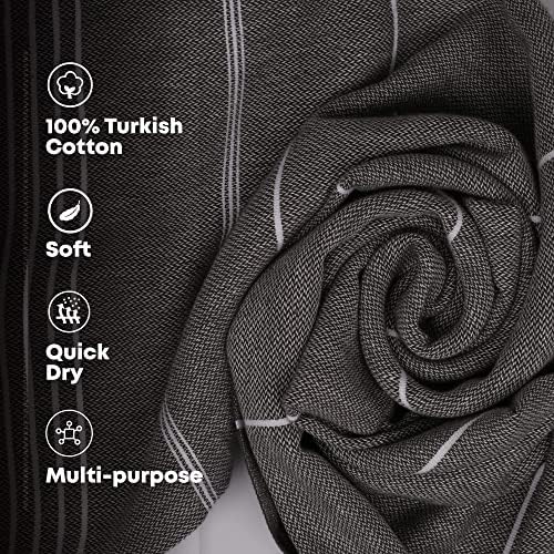 Ексклузивен район | Турска кърпа | Турското Кърпи за баня | Памук | Плажна Кърпа Пештемаль 38 x 70, Черен