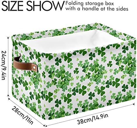 Сгъваема Кошница За Съхранение, Кубични Кутии-Организаторите Lucky Clover Shamrocks Cube Bag с Двойни Дръжки за Рафтове в Килера